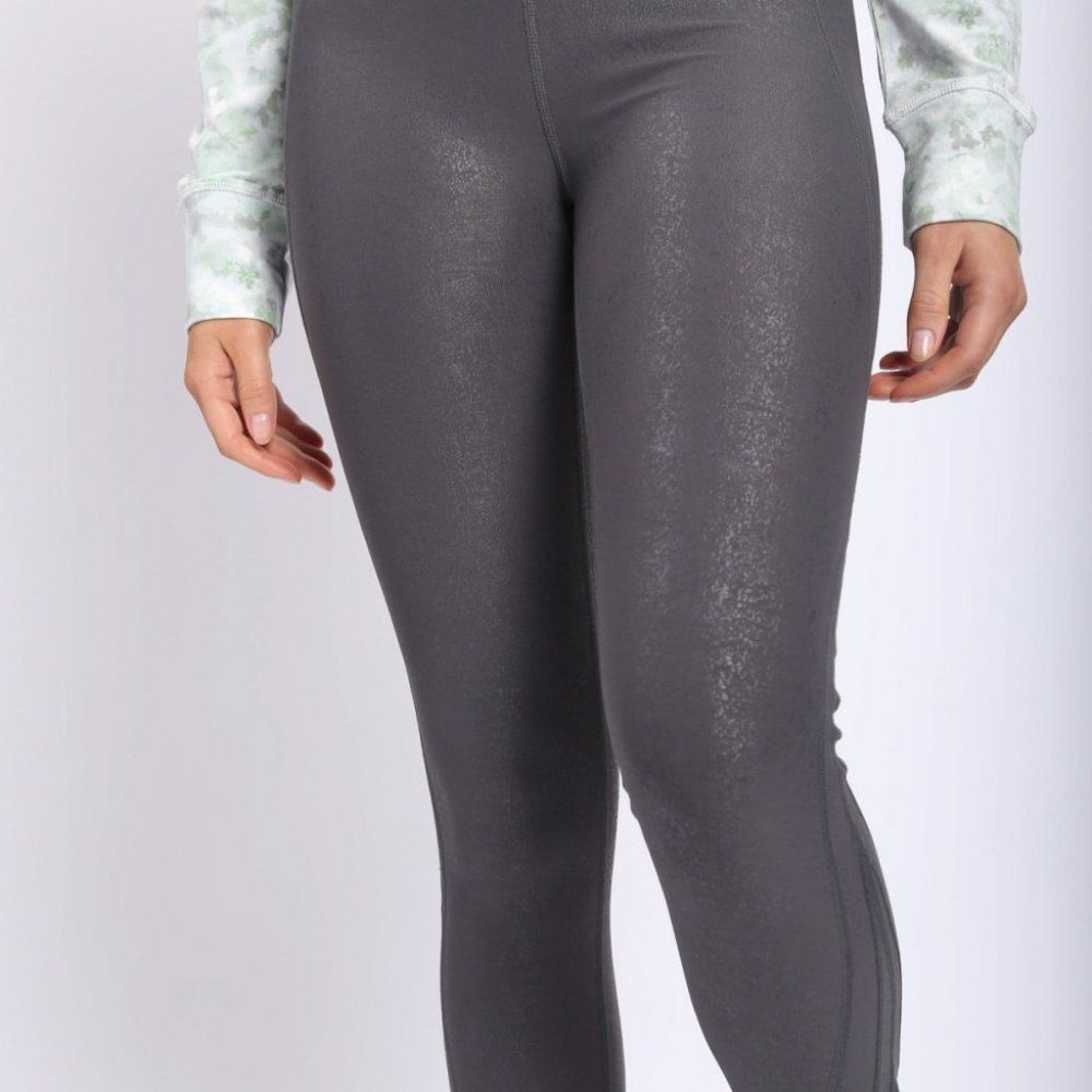 High-waisted Foil Leggings With Side Pockets Urban Chic Grey - Picture 6 of 9